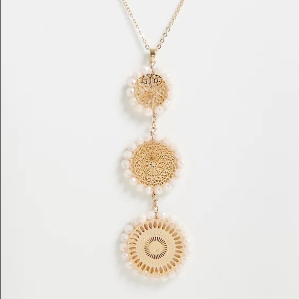 Torrid Gold Mandala & Faux Pearl Necklace